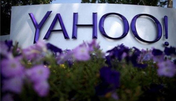 Yahoo Company Name Written on Entrance and Vegetation